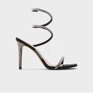 Aldo Black and Silver Spiral Heels